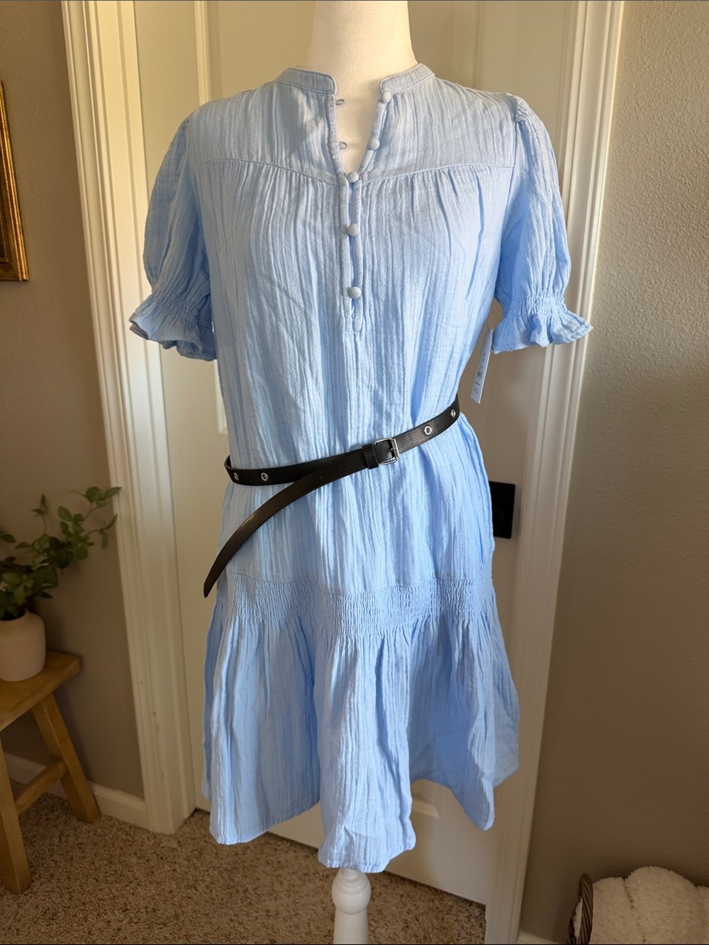 Time and Tru Denim Blue Low Waist Cotton Gauze Feel Summer Dress Size XS 0 2 - Picture 3 of 11